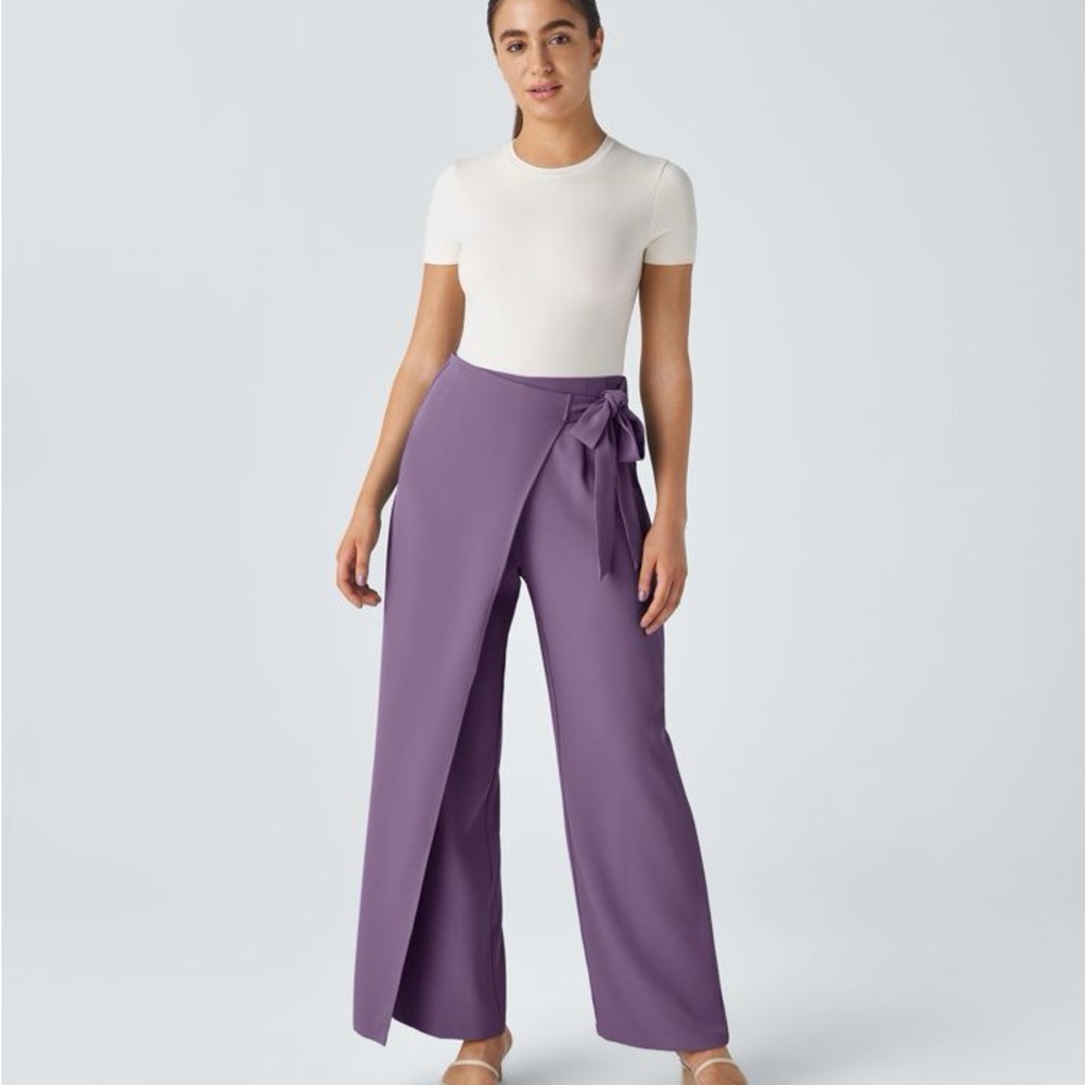Halara Flex™ High Waisted Tie Side Wide Leg Work Pants Size Small - Picture 5 of 7
